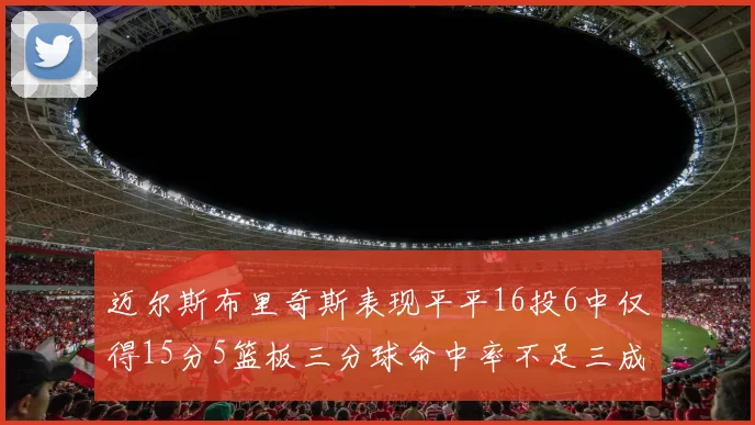 迈尔斯布里奇斯表现平平16投6中仅得15分5篮板三分球命中率不足三成